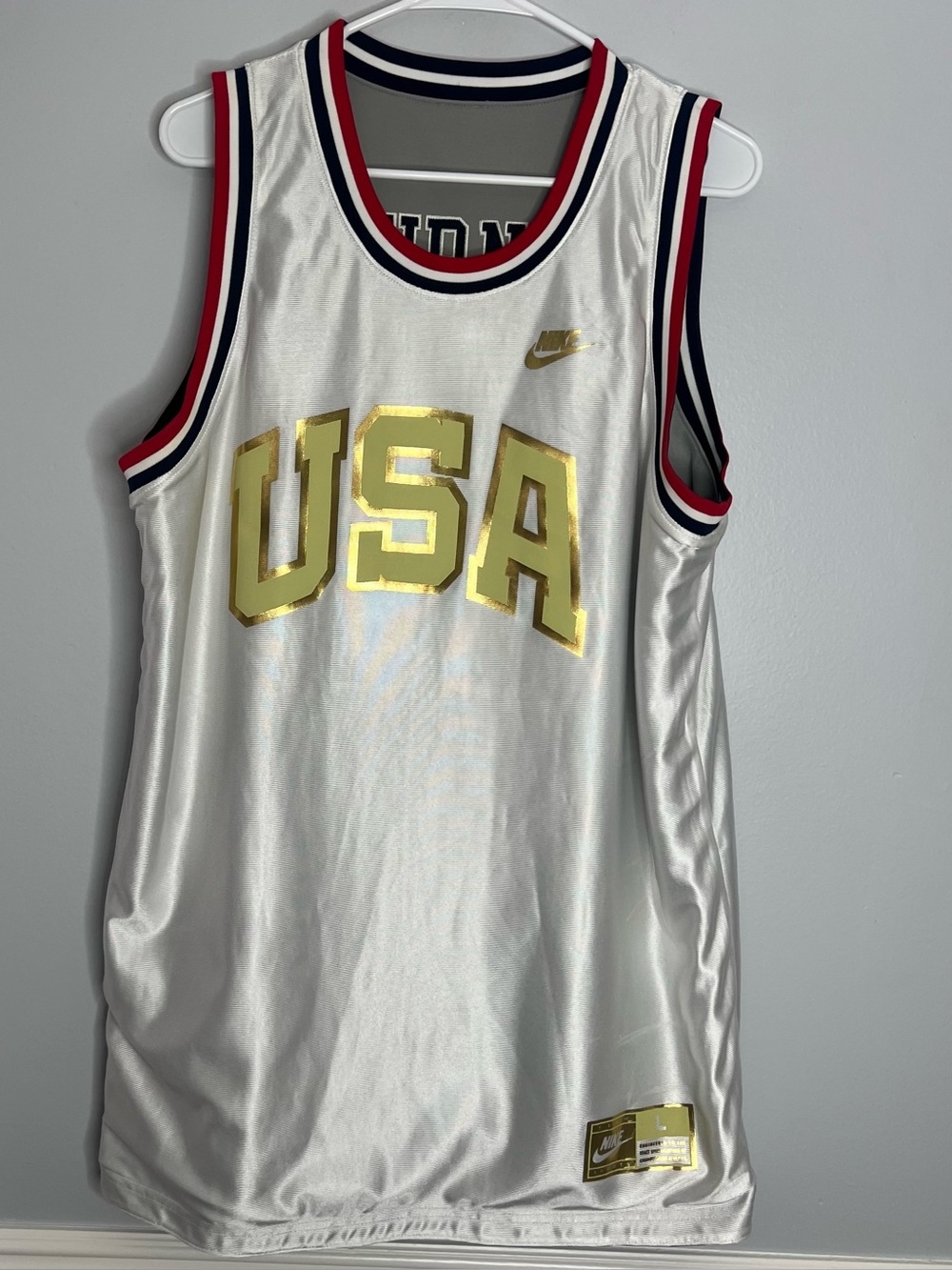 Team USA Alonzo Mourning Reversible Jersey Georgetown Hoyas Mens Large Gray Nike